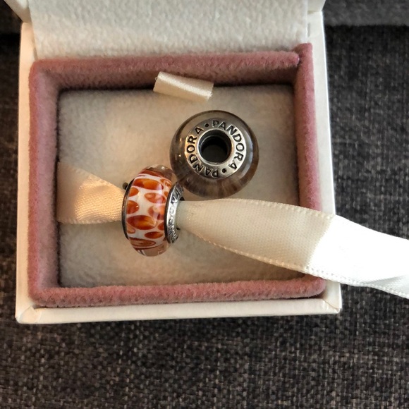 Orange python glass pandora charm